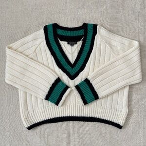 Topshop V-Neck Cable-Knit Cricket Sweater | Size 0